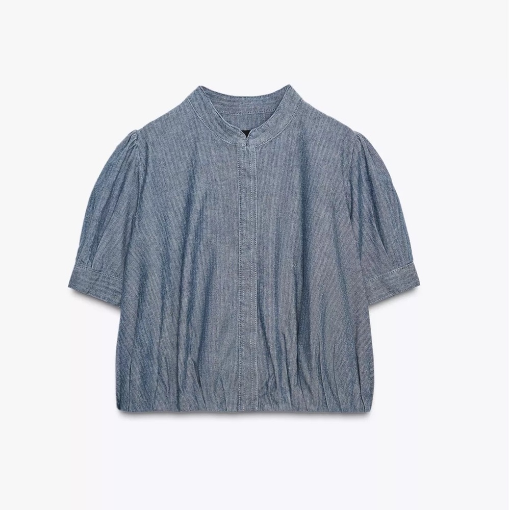 Zara ZW Collection Pleated Denim Shirt - NWT Medium